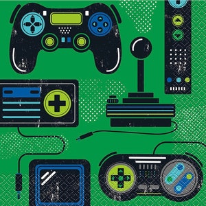 Gaming Party Luncheon Napkins Plates 6.5”x6.5”, 16ct, Gamers Birthday, Video Game Birthday