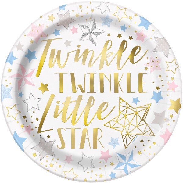 9 Twinkle Twinkle Little Star Round Dinner Plates Set of 8 Baby Shower Twinkle Twinkle Birthday Party