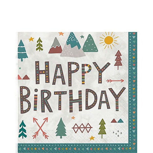 Adventure Wilderness Birthday Luncheon Napkins, Set of 16, Wild One Party, Woodland Birthday