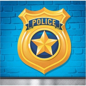 Police Party Beverage Napkins, Set of 16, Police Party, Boy Baby Shower, Police Theme Birthday Party