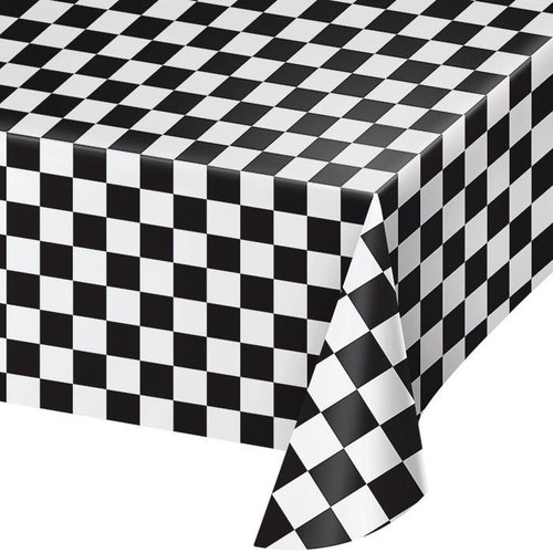 Black and White Check Table Cover 54 X 108 Racing Party Etsy