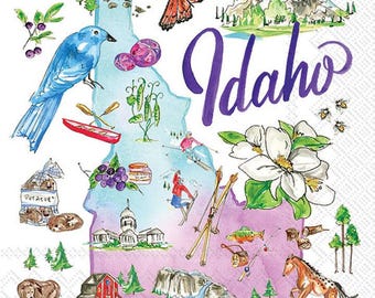 Idaho Cocktail Napkins, Set of 20, Idaho State Napkins