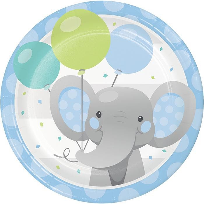 Elephant Blue Dessert Plates Set of 8 Elephant Themed Party Elephant Baby Shower