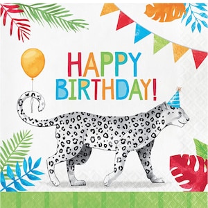 Party Animals Happy Birthday Napkins, 16 ct, 6.5” Safari Birthday Party