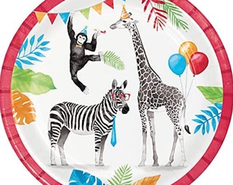 Party Animals 9” Paper Plates, 8 ct, Party Animal Birthday, Safari Birthday