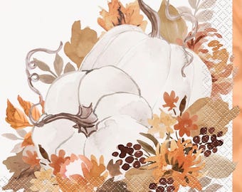 Thankful Harvest Thanksgiving Luncheon Napkins, Fall Party, Thanksgiving Table, Set of 16 Napkins