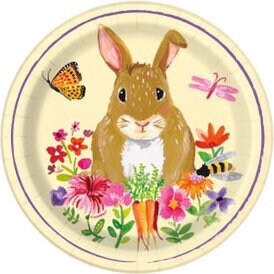 Floral Easter Bunny 7 Dessert Plates Easter Plates Bunny Birthday Party Bunny Baby Shower Set of 8 Somebunny is One