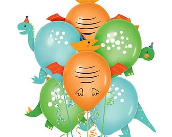 Dino-Mite Balloon Decorating Kit 6ct, 12in Latex Balloon, Dinosaur Party