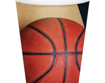 Sports Fanatic Basketball 9 oz. Cups, Set of 8, Basketball Birthday, Basketball Themed Party