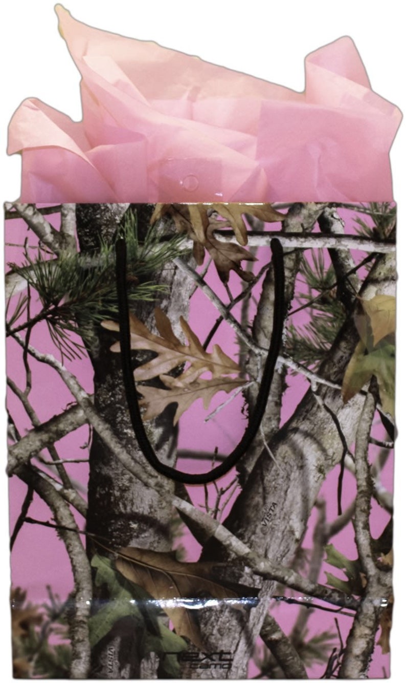 Pink Camo Gift Bag and Tissue Paper Set Camouflage Party Etsy