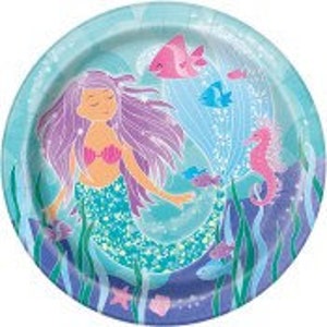Mermaid 9" Dinner Plates, Set of 8 Plates, Ocean Tableware, Mermaid Party Plates