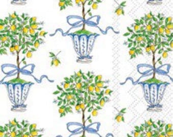 Lemons Topiary Guest Towel Napkins, Set of 16 3ply napkins