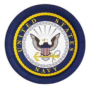 U.S. Navy Paper Dinner Plates, Set of 8, Military Party, Military Retirement, Navy Theme Birthday Party