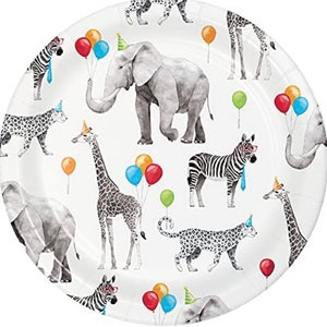 Party Animals Dessert Plates, 8 ct, 7”, Safari Birthday Party