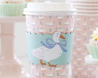 Goose 16 oz. Coffee Cups with Lids and Sleeves, Set of 8, Silly Goose Birthday