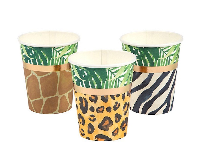 Safari Animal Print Foil 9 Oz Paper Cups Set of 8 Jungle - Etsy