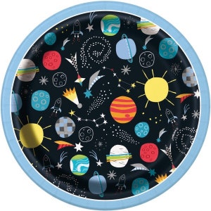 3-2-1 Blastoff! Outer Space Birthday Party Dessert Plates, Set of 8, Space Party, Rocket Party