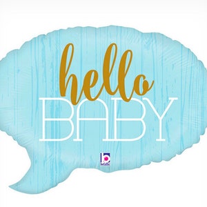 Hello Baby 24” Blue Speech Bubble Balloon, Gender Reveal, Boy Baby Shower