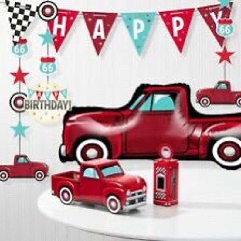 Tableware Red Truck Farm Party Vintage Red Truck Dessert Plates Set of