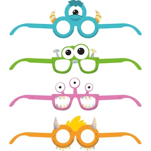 CLOSEOUT!! 50% OFF Monsters Party Favor Paper Glasses, Set of 4, Monsters Birthday Party