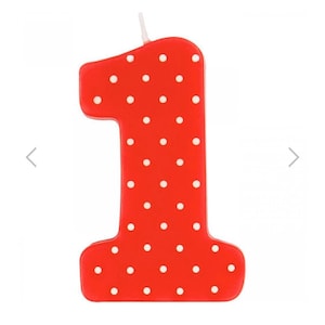 Lady Bug One Candle, First Birthday Candle, Red and White Dot Candle, Lady Bug Party