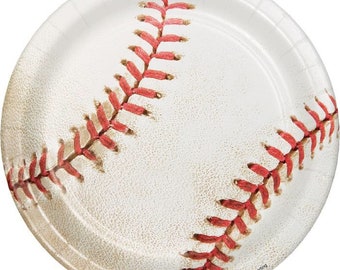 Baseball Dessert Plates, Set of 8, Baseball Party, Baseball Themed Party, Sports Party