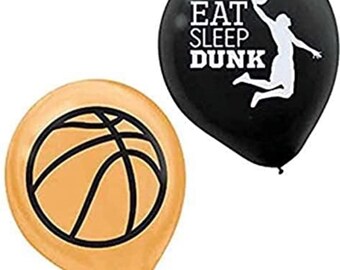 Basketball Latex Balloons, Basketball Party Balloons, 6 Count, 12” Balloons