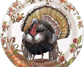 Watercolor Pumpkin Fall 9 Dinner Plates, Harvest Plates, Fall Party ...