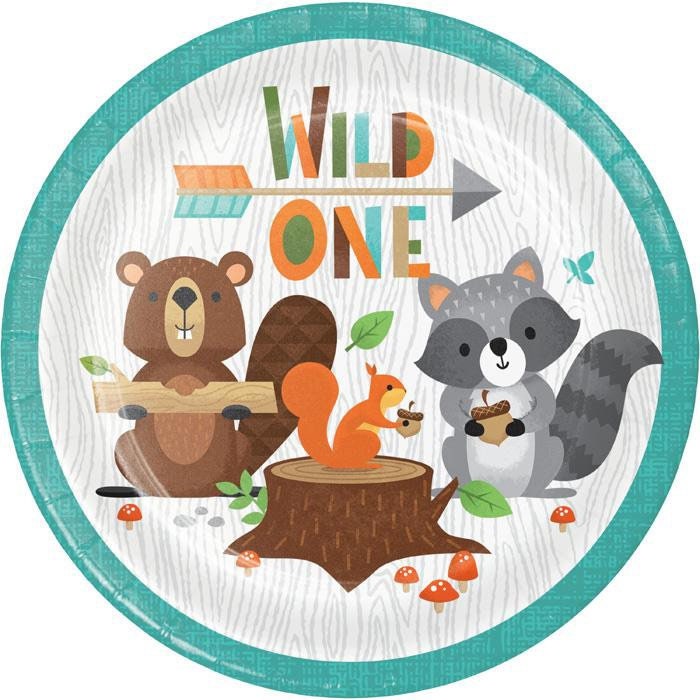CLOSEOUT 50 OFF Wild One Woodland Dessert Plates 8 Count Wild One Theme Wild One Birthday