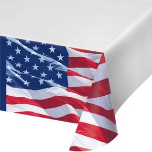 Waving Flag Table Cover, 54”x102”, Patriotic Party, 4th of July Party