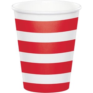 Dots and Stripes Classic Red 8oz Cup, 8 count, Res Stripe Cup