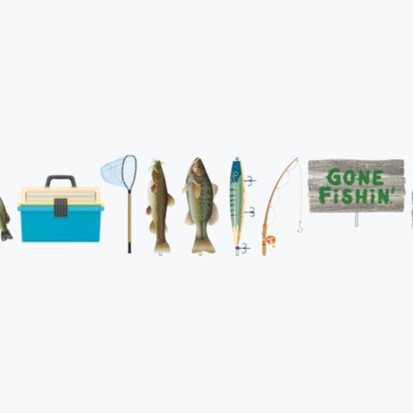 Gone Fishing Photo Props, 12 piece set, Fish Birthday Party, Retirement Party