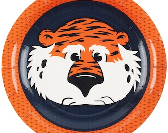 Auburn Tigers Aubie Paper 7” Dessert Plates, Set of 8