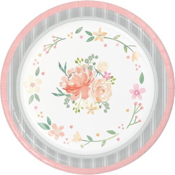 Farmhouse Floral 10 Dinner Paper Plate Set of 8 Farm Etsy