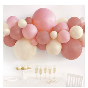 Pink, Peach, and White Balloon Arch Kit, 28 Assorted Latex Balloons, Balloon Garland Kit, 48 inch after assembly