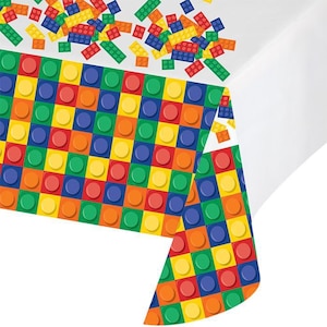 Block Party Plastic Tablecover, 54” x 102”, Block Party