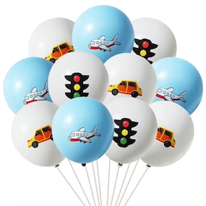 Transportation 12” Latex Balloons, Set of 10 Assorted Balloons, Transportation Party