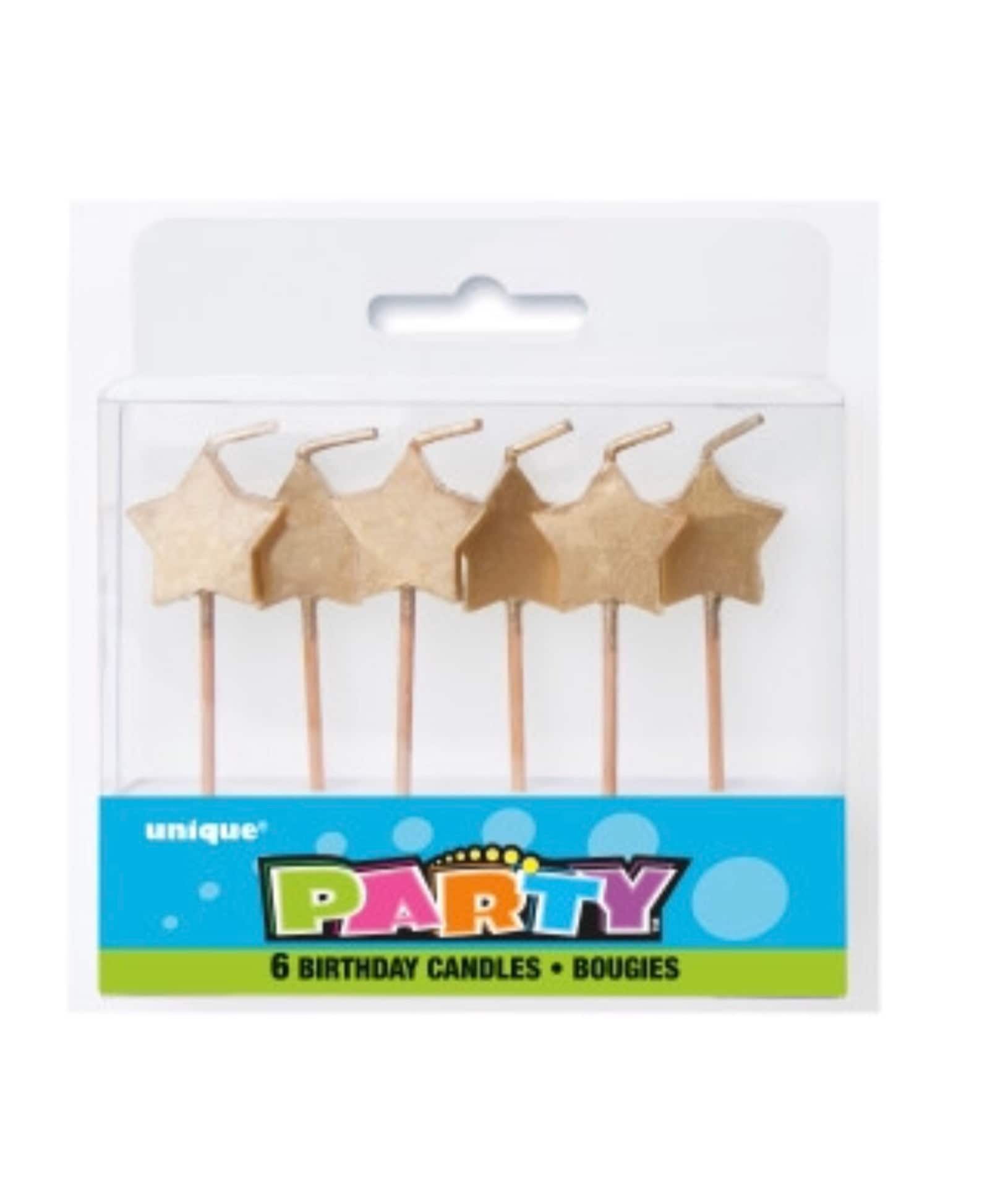 Gold Star Birthday Candles Set of 6 Birthday Candles Etsy