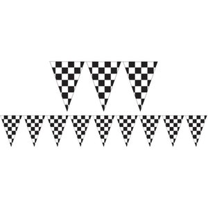 Black & White Checkered Flag Pennant Banner, 12’ Banner, Racing Party, 1 Count
