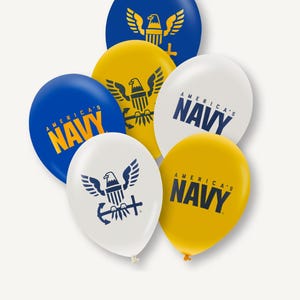 U.S. Navy Latex Balloons, Set of 10, Military Party, Military Retirement, Navy Theme Birthday Party