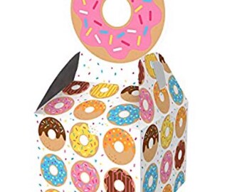 Donut Favor Boxes Party Supplies, 9.15" x 3.5" x 3.5", Donut Party, Donut Birthday, Donut Theme