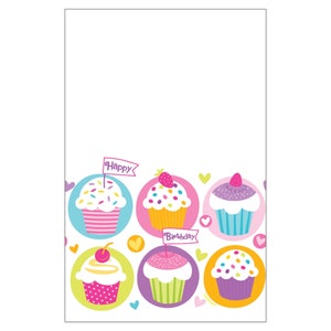 Cupcake Party Plastic Table Cover, 54” x 84”, Cupcake Birthday Party