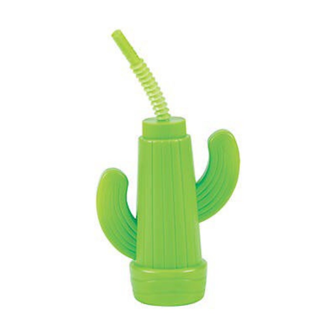 Cactus Cup With Lid and Straw, Sold Individually, Southwest Party Decor
