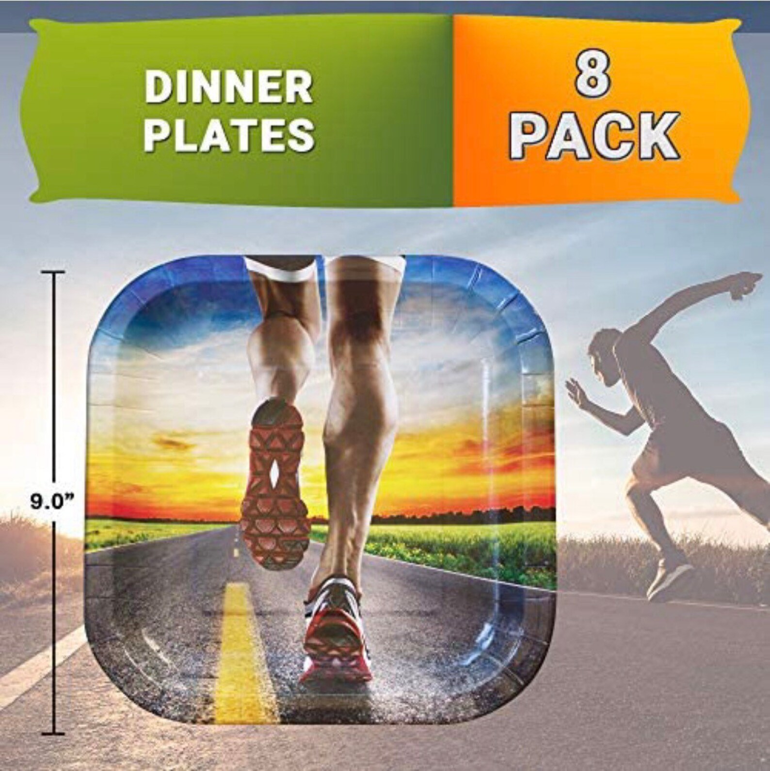 Run Plate Running Dinner Plates, Set of 8, Runner Birthday, Cross Country Party ...