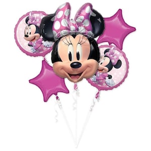 Minnie Mouse Balloon Bouquet, Set of 5 Balloons, Minnie Mouse Birthday, Minnie Mouse Baby Shower