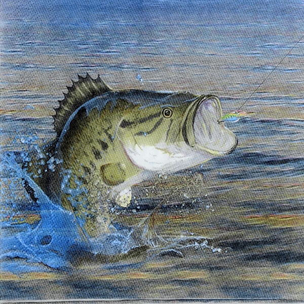 Servilletas de almuerzo con diseño de lubina "Gone Fishing", juego de 16 servilletas, vajilla con temática de peces, fiesta de jubilación.
