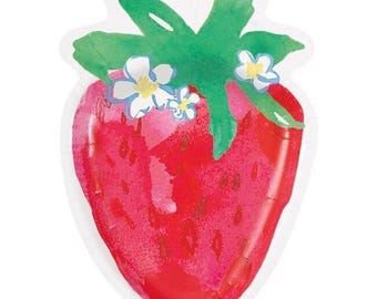 Sweet Strawberry Shaped Paper Plates, Set of 8, Summer Birthday Party, Baby Shower