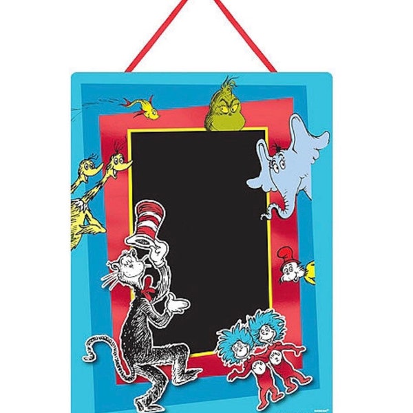 Dr. Seuss Chalkboard Easel, Dr. Seuss Birthday Party, 10 1/2in x 14in Cardboard Decoration