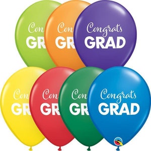 11&quot; Assorted Rainbow Congrats Grad Latex Balloons - Set of 6 Latex Balloons