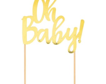 Oh Baby Gold Foil Cake Topper, Gender Reveal Party